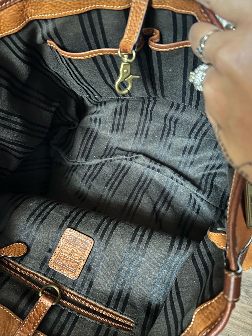 Frye Two-Tone Chestnut & Cognac Leather Tote - Picture 7 of 7